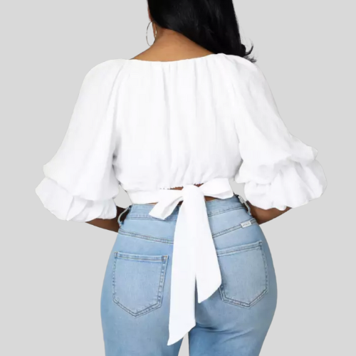 White Tie back Top