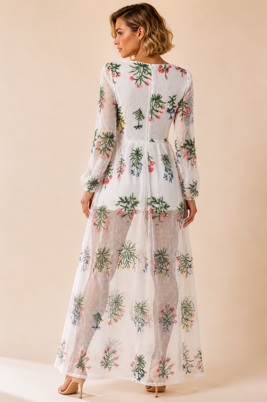 Slim Fit Wild Flower Maxi Dress