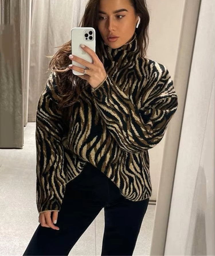 Zebra Print Sweater Top