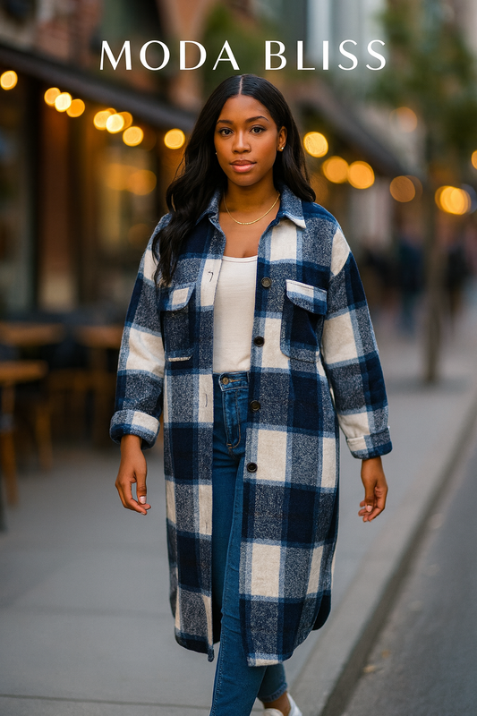 Navy Plaid Flannel Jacket