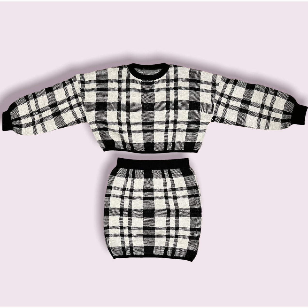 Black and white Plaid Set