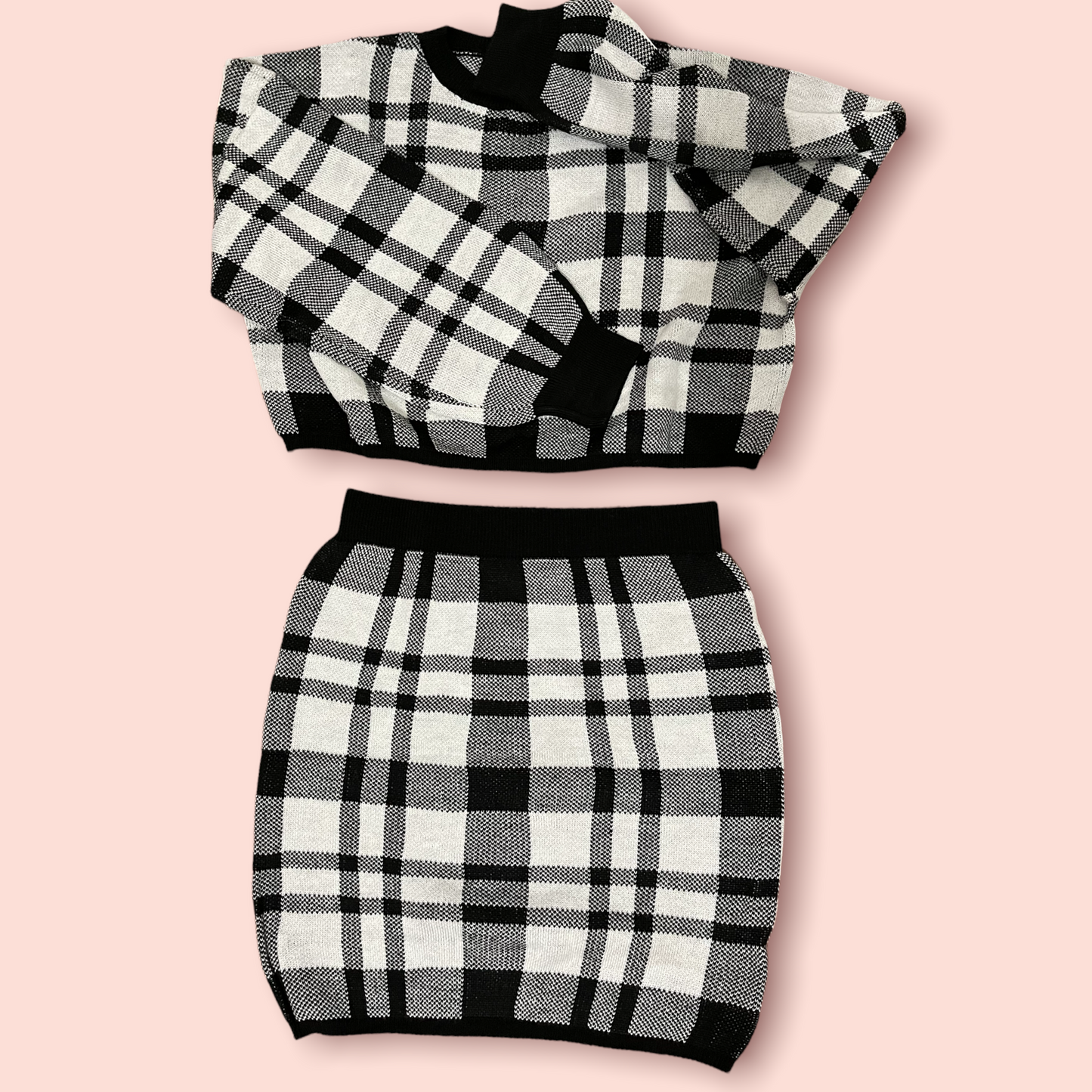 Black and white Plaid Set