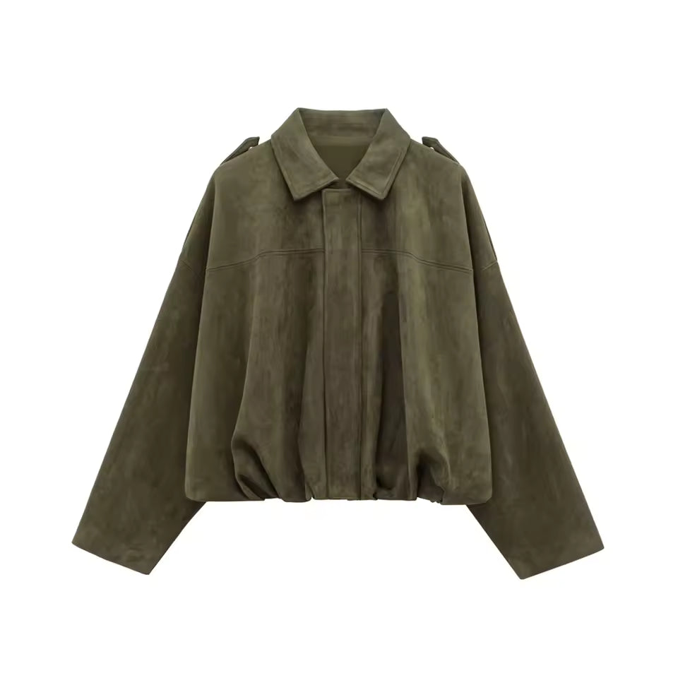 Olive Green  Collared Jacket