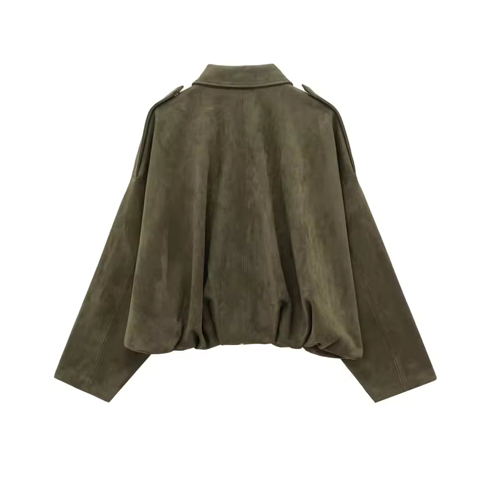 Olive Green  Collared Jacket