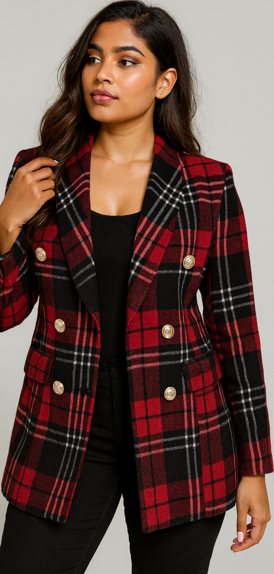 Red Plaid Blazer