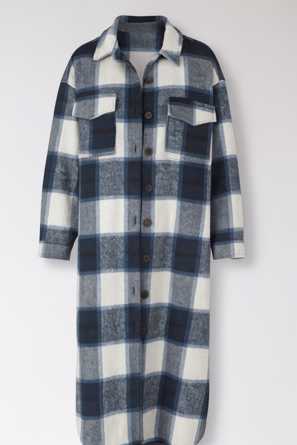 Navy Plaid Flannel Jacket