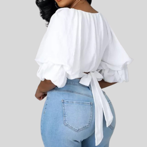 White Tie back Top