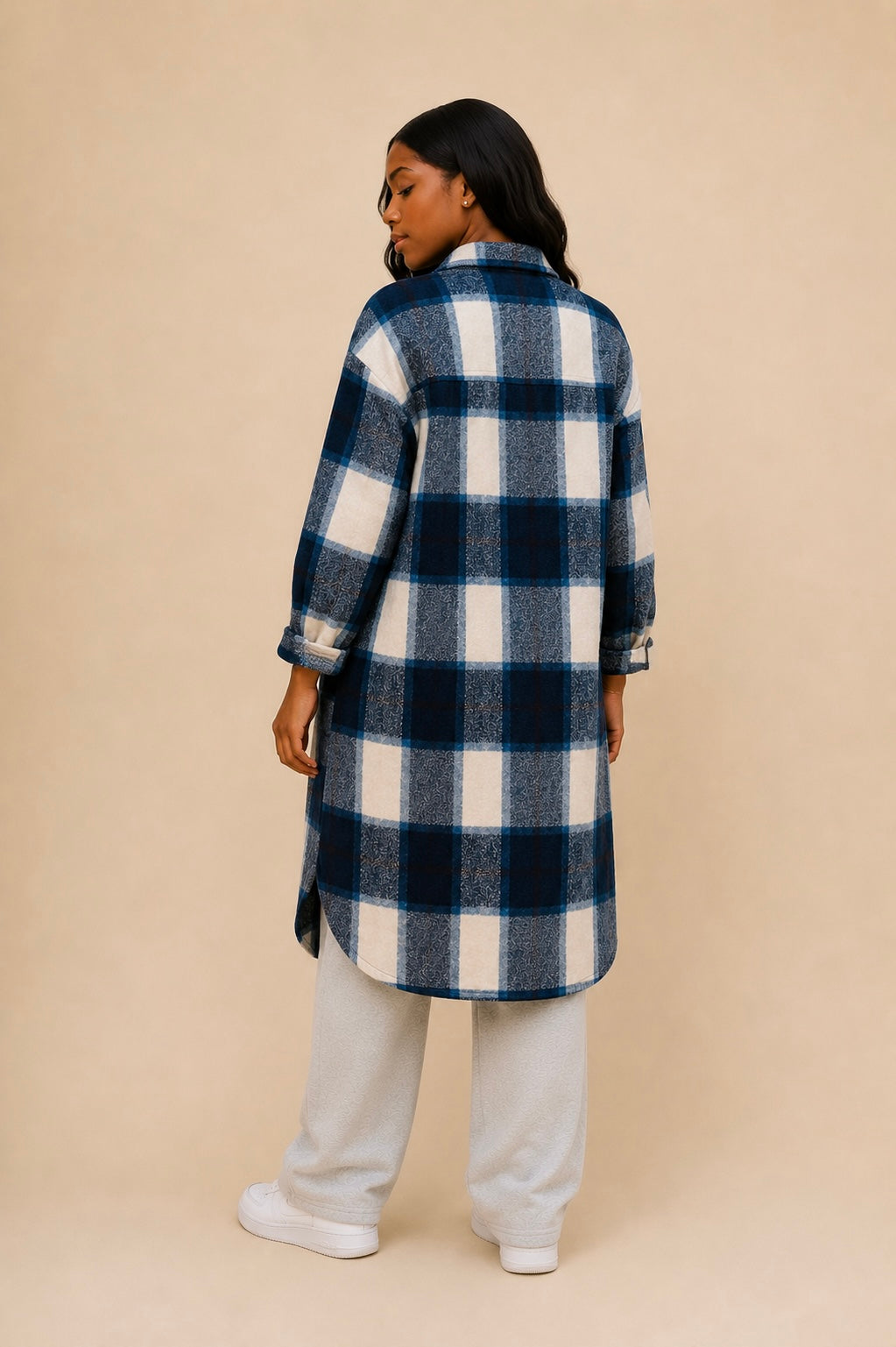 Navy Plaid Flannel Jacket