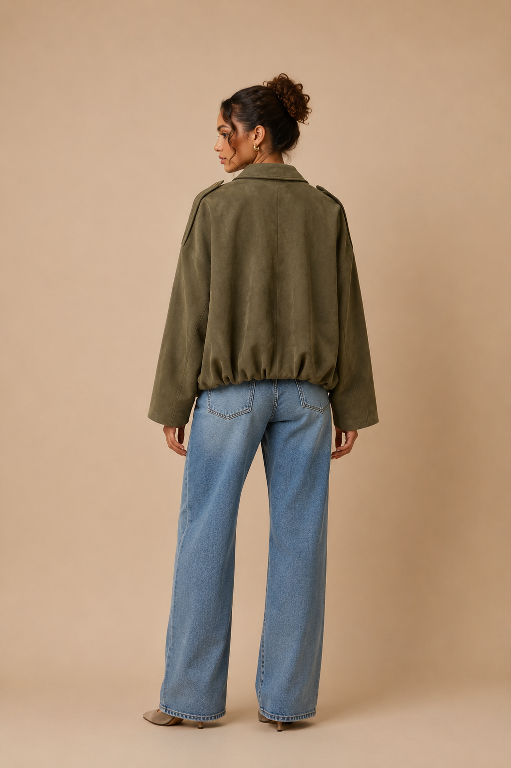 Olive Green  Collared Jacket