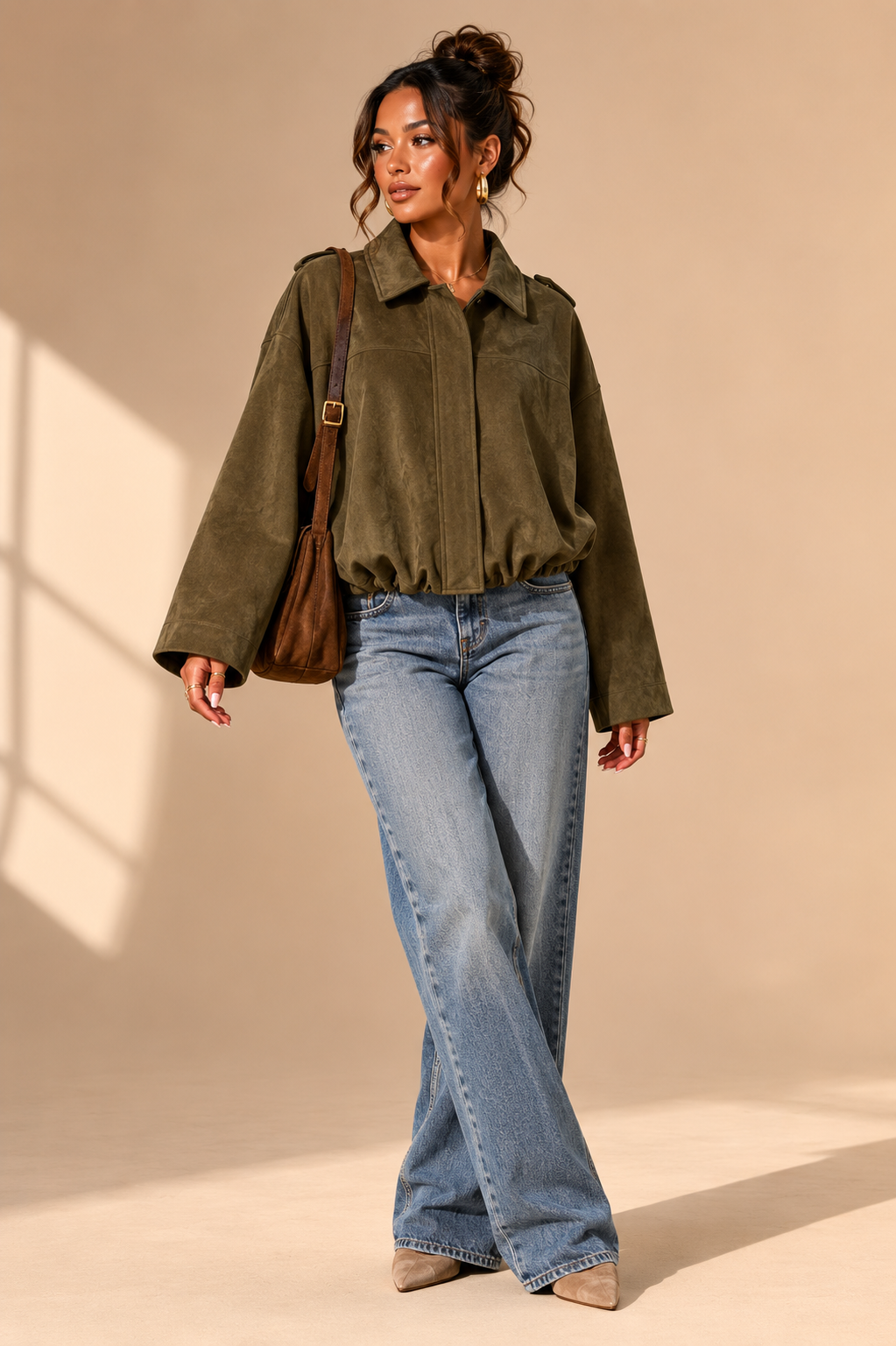 Olive Green  Collared Jacket