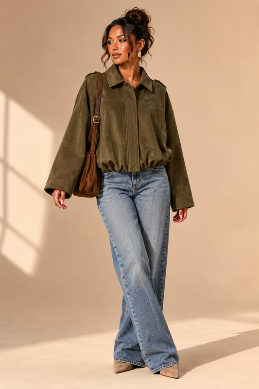 Olive Green  Collared Jacket