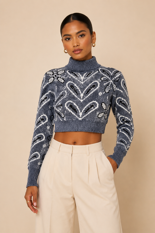 Knitted Cropped Sweater Top