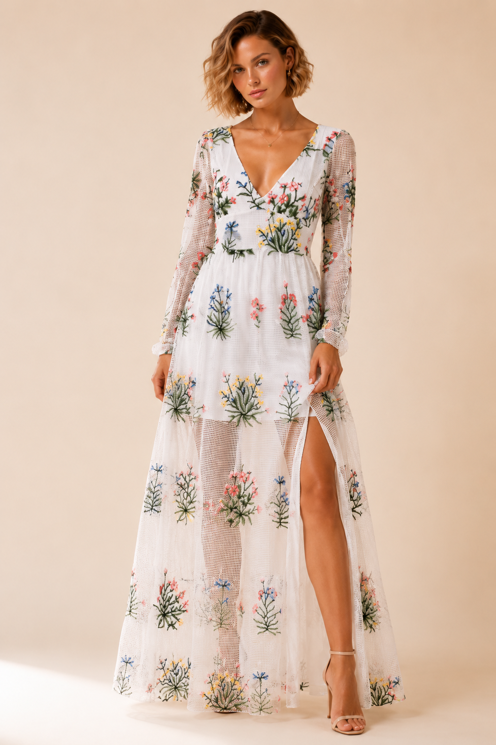 Slim Fit Wild Flower Maxi Dress