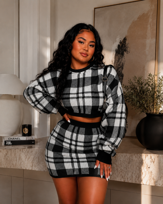 Black and white Plaid Set