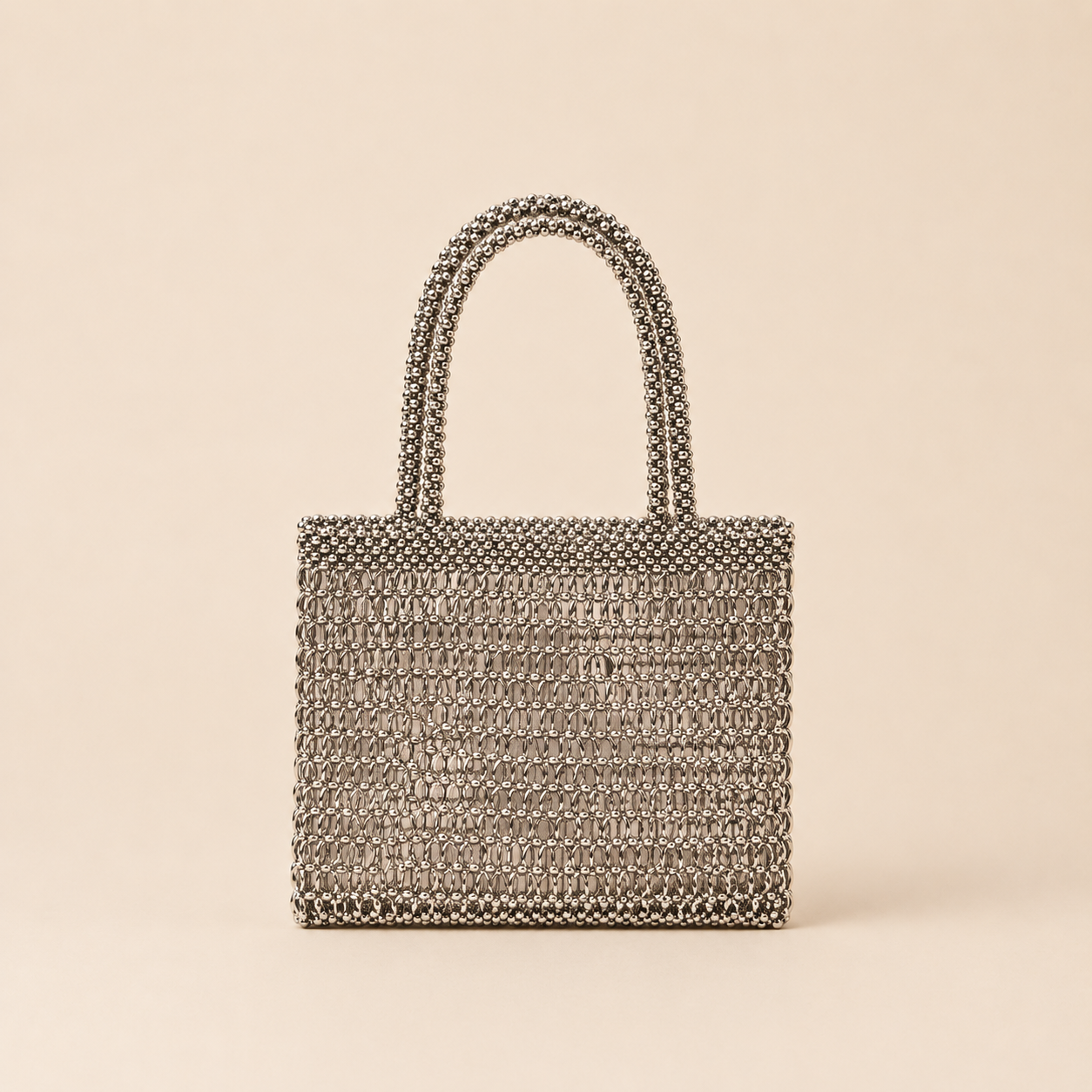 Silver Beaded Handbag