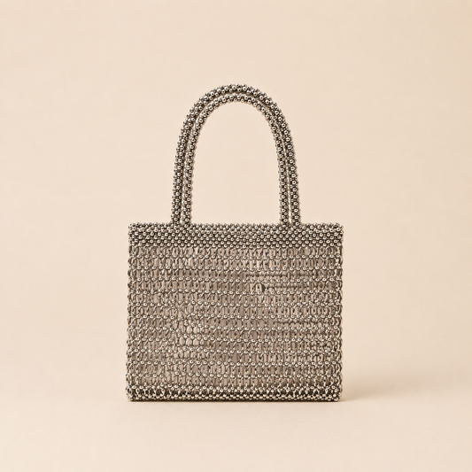 Silver Beaded Handbag