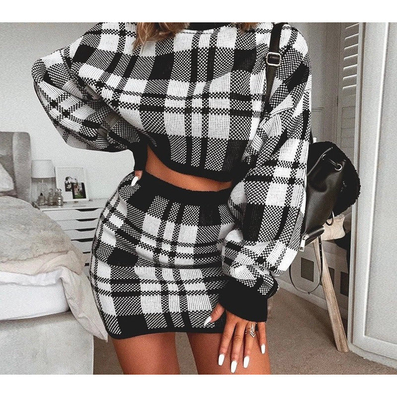 Black and white Plaid Set