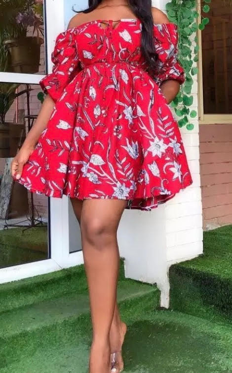 Red off shoulder Mini Dress