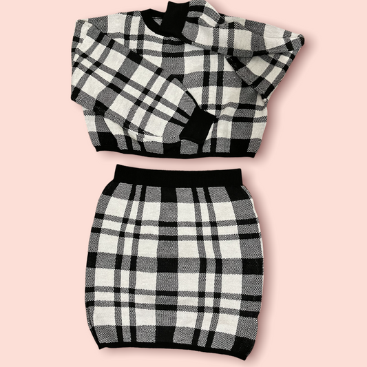 Black and white Plaid Set