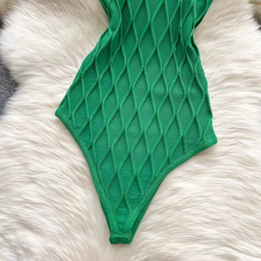 Knitted Sleeveless plaid body top