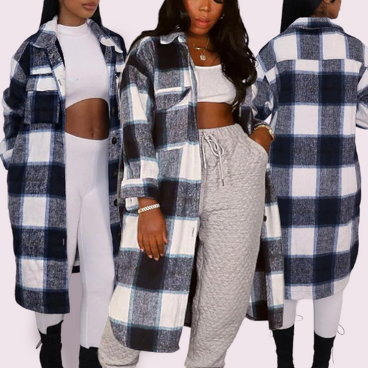 Navy Plaid Flannel Jacket