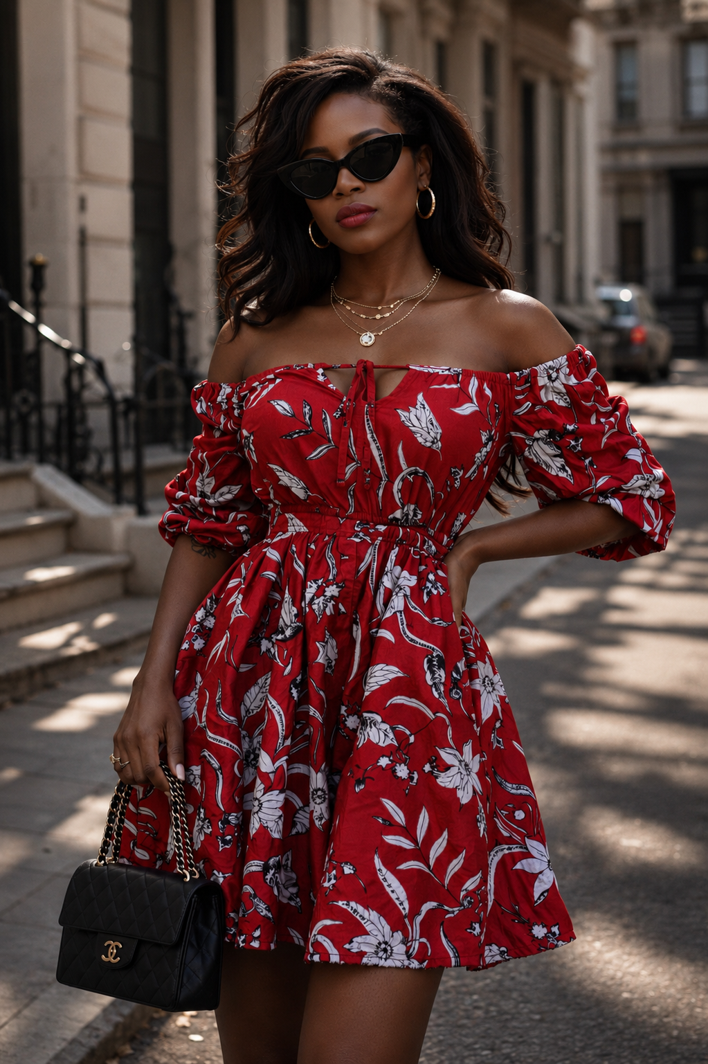 Red off shoulder Mini Dress